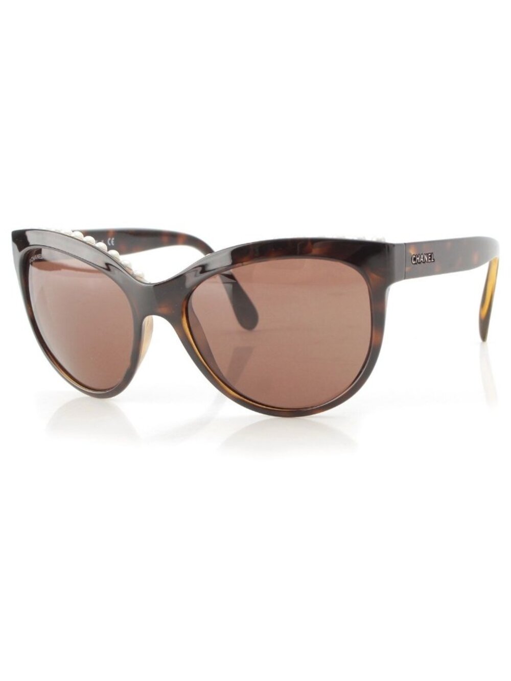 Chanel Logo Pearl Sunglasses Eyewear Brown